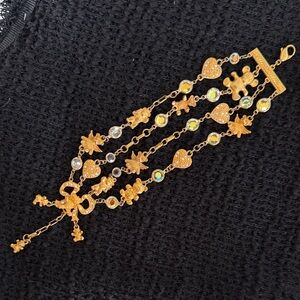 Kirk’s Folly: 4 strands teddy bear with wings, hearts with rhinestones bracelet